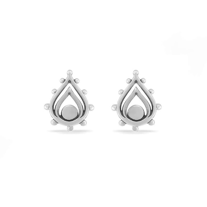 Boma Jewelry Sterling Silver Balinese Tribal Boho Teardrop Stud Earrings - Image 1